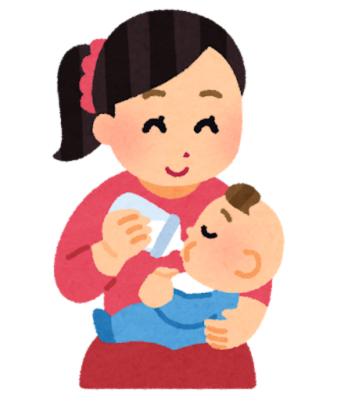 赤ちゃんにミルクをあげる画像